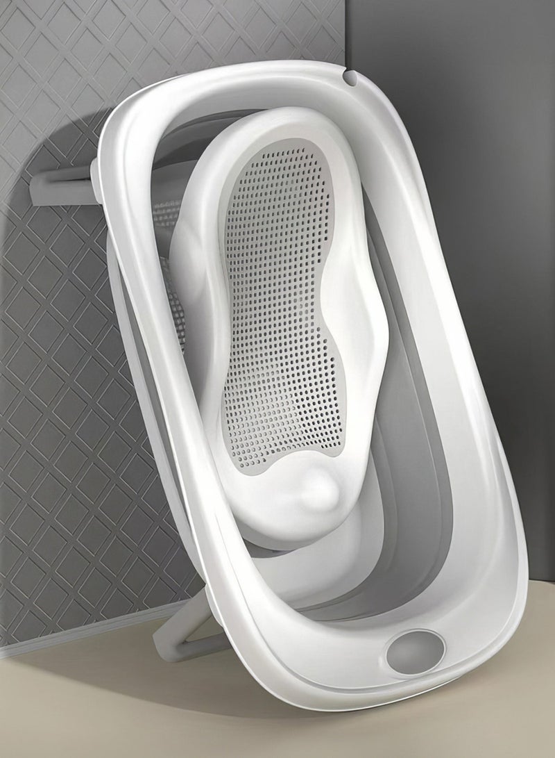 رينوفو حوض استحمام 4 في 1 قابل للطي للأطفال حديثي الولادة مع حوض استحمام سيليكون للأطفال، دلو قابل للطي ومغرفة مياه قابلة للطي للأطفال من عمر 0 ​​إلى 3 سنوات، رمادي - Image 5